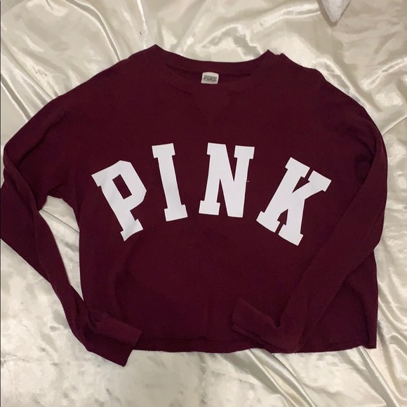 PINK VS Maroon Cropped Shirt Long Sleeve - Picture 1 of 1